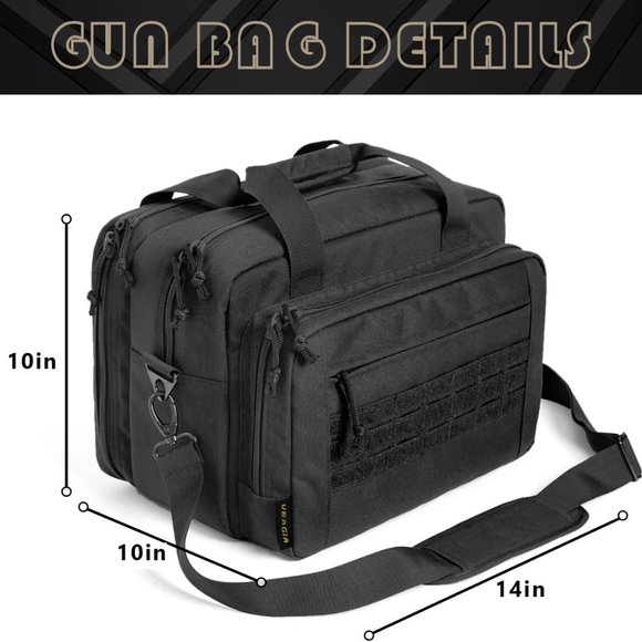 Gun Bag Range Bag Pistol Case Gun Case Magazine Lockable Double Layer Explosion - Picture 2 of 3